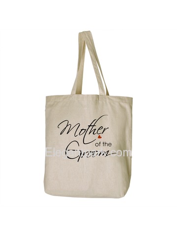 ElegantPark Mother of the Groom Tote Bag For Wedding Party Natural Canvas 100% Cotton