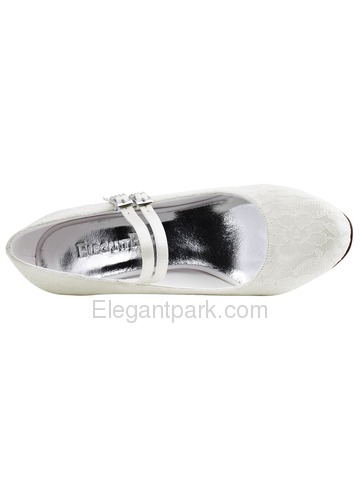 ElegantPark Ivory Round Toes High Heels Pumps Lace Wedding Bridal Shoes (HC1701)