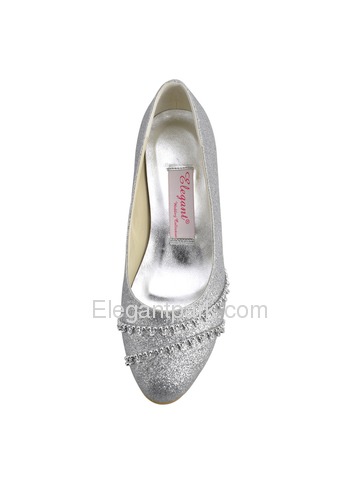 ElegantPark Shiny Glitter PU Pointy Toes Low Kitten Heel Party Shoes (B129A)