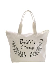 ElegantPark Bride's Entourage Wedding Canvas Tote Bag Travel Zip Interior Pocket 100% Cotton 1 Pack