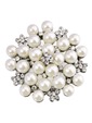 BP1702 Women Fashion Jewelry Beautiful Pearls Flower Crystal Brooch Pin Silver