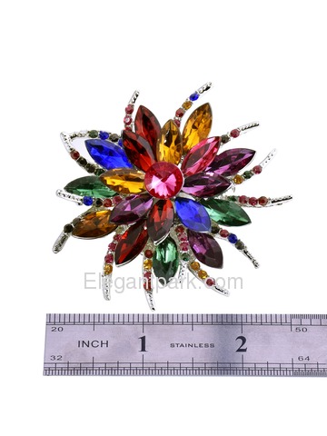 BP1705 Women Fashion Jewelry Beautiful Crystal Blooming Flower Brooch Pin