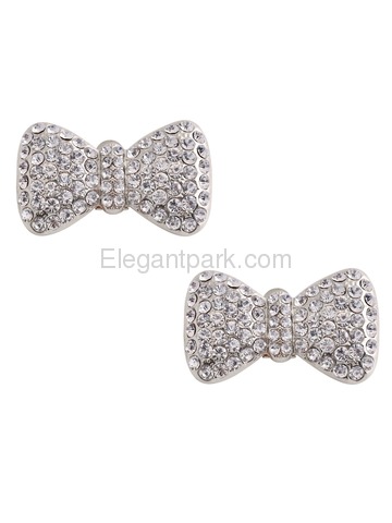 CF 2 Pcs Shoe Clips Sparkly Diamante Bow Rhinestones Wedding Evening Prom Party Decoration Gift