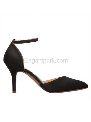 ELEGANTPARK HC1811 Women High Heel Pumps Pointed Toe Buckle Satin Wedding Prom Dress Shoes (HC1811)