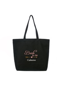 PERSONALIZED Pink Embroidered Bride to Be Tote Wedding Bachelorette Party Gift Monogram Black Should