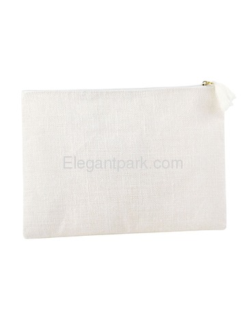ElegantPark D Initial Monogram Makeup Bag Personalized Party Gift Clutch with Bottom Zip Jute