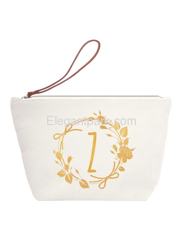 ElegantPark Z Initial Monogram Personalized Travel Makeup Cosmetic Bag Wristlet Pouch Gifts with Zip