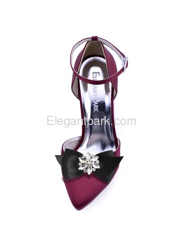ElegantPark 2 Pairs CQ Women Wedding Accessories Bow satin with Rhinestones Crystal Shoe Clips