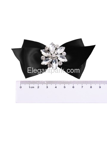 ElegantPark 2 Pairs CQ Women Wedding Accessories Bow satin with Rhinestones Crystal Shoe Clips