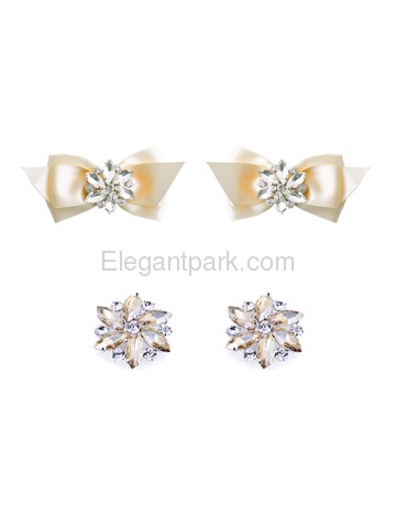 ElegantPark 2 Pairs Combination Women Wedding Accessories CQ Ivory+AJ Champagne Shoes clips