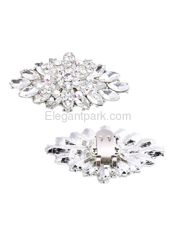 ElegantPark 2 Pairs Combination Women Wedding Accessories BD+BQ Sliver Shoes clips
