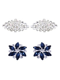 ElegantPark 2 Pairs Combination Women Wedding Accessories BD Sliver+AJ Navy Blue Shoes clips