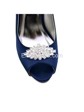 ElegantPark 2 Pairs Combination Women Wedding Accessories BD Sliver+AJ Navy Blue Shoes clips