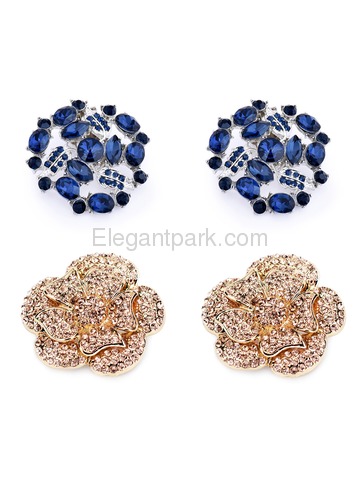 ElegantPark 2 Pairs Combination Women Wedding Accessories AF02 Gold+AM Navy Blue Shoes clips