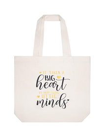 ElegantPark Heart Minds Personalized Teacher Tote Bag With Inner Pocket Ivory Gift Bag