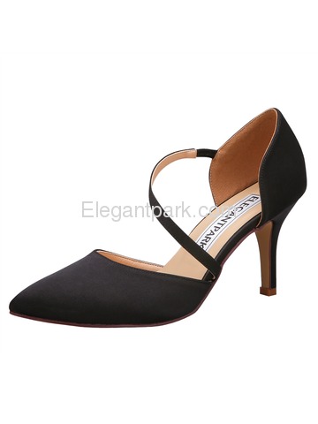 HC1711 Women Sandals Strap Pointed Toe High Heel Pumps Satin Evening Wedding Shoes (HC1711-NW)