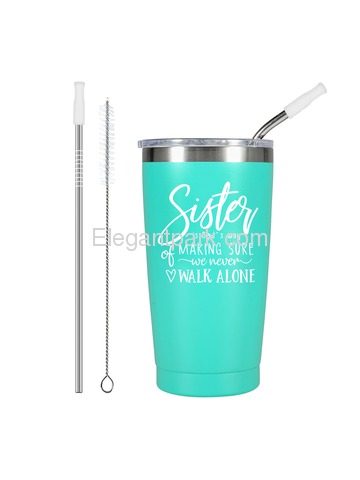 Sister Walk Alone Travel CoffeeTumbler with Lid and Vacuum Insulated Double Wall Cup Gift