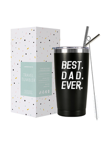 Best Dad Ever Travel CoffeeTumbler with Lid and Vacuum Insulated Double Wall Cup Gift